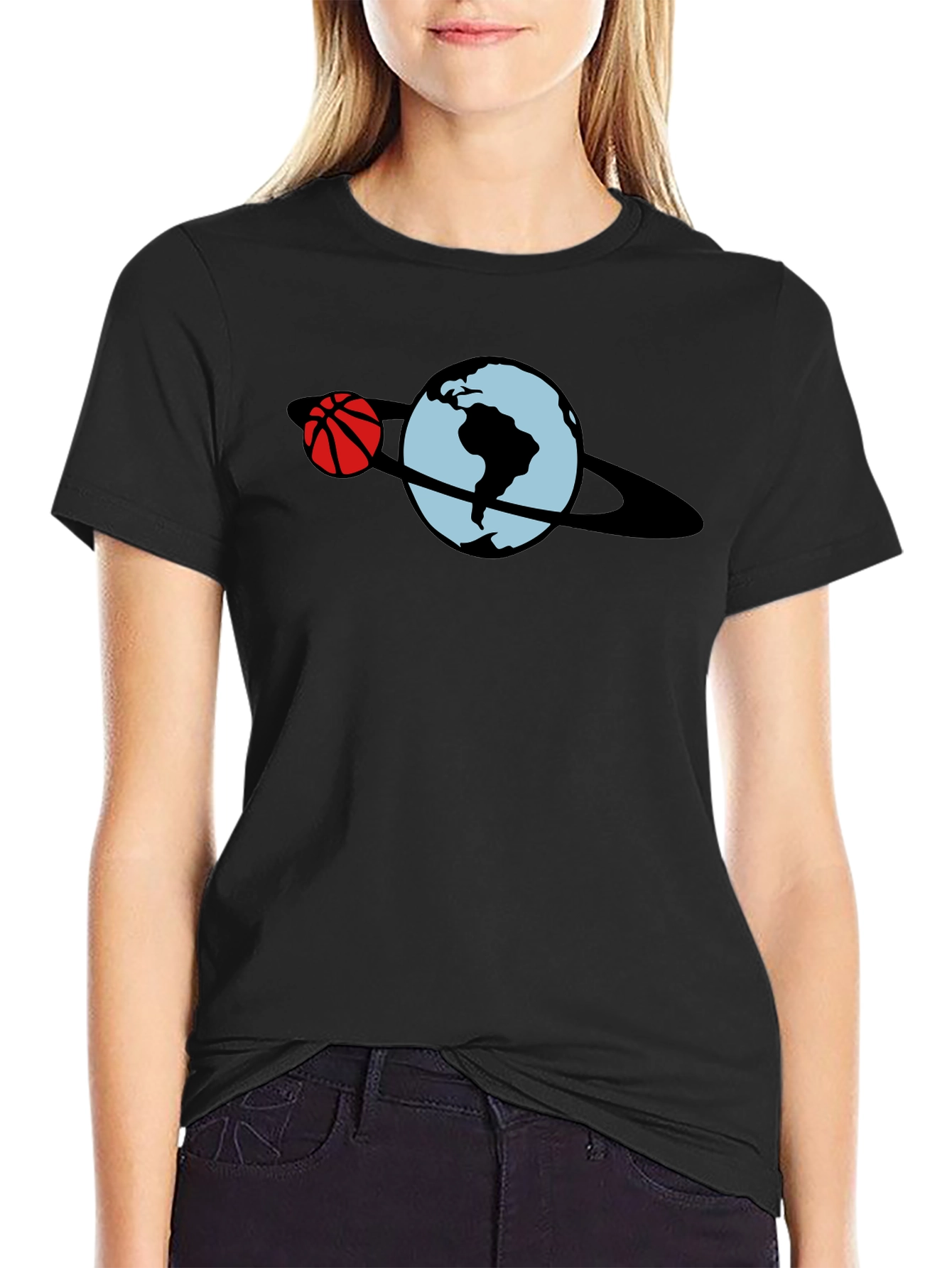 Basketball Planet T-Shirt - Black Graphic Tee