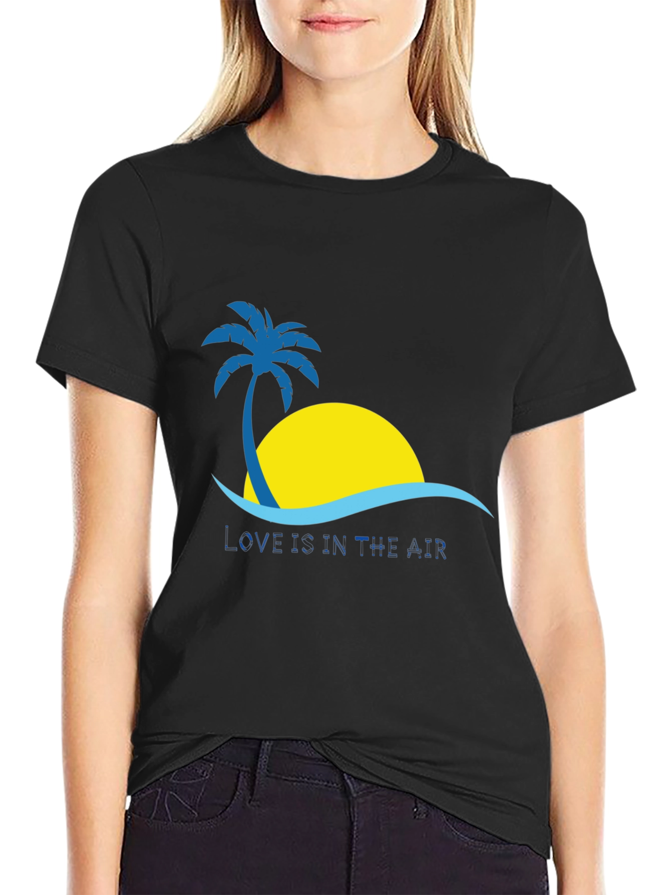 Tropical Paradise Graphic Tee - Black Cotton Shirt