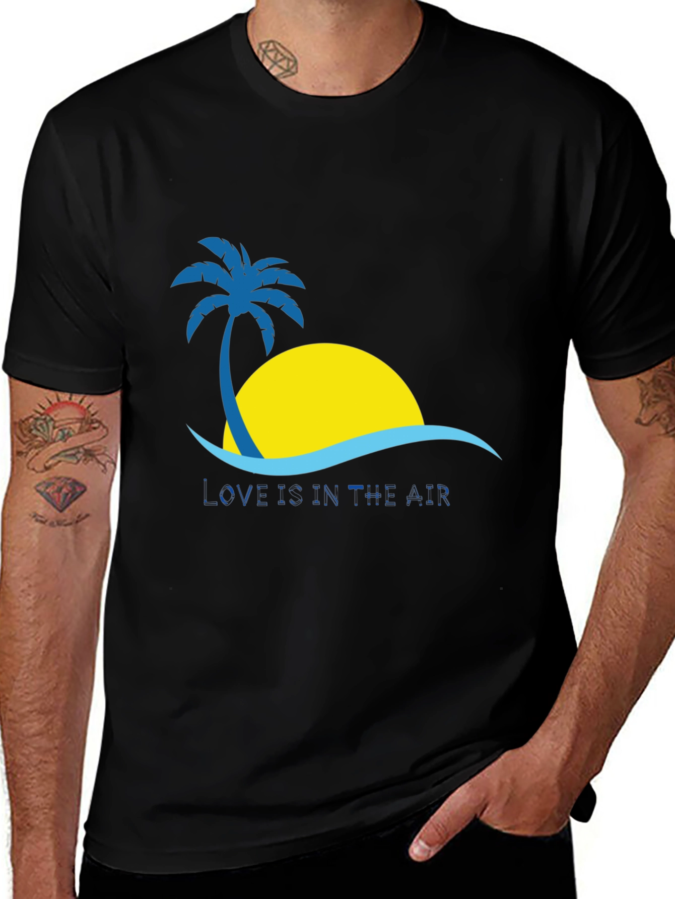 Tropical Paradise Graphic Tee - Black Cotton Shirt