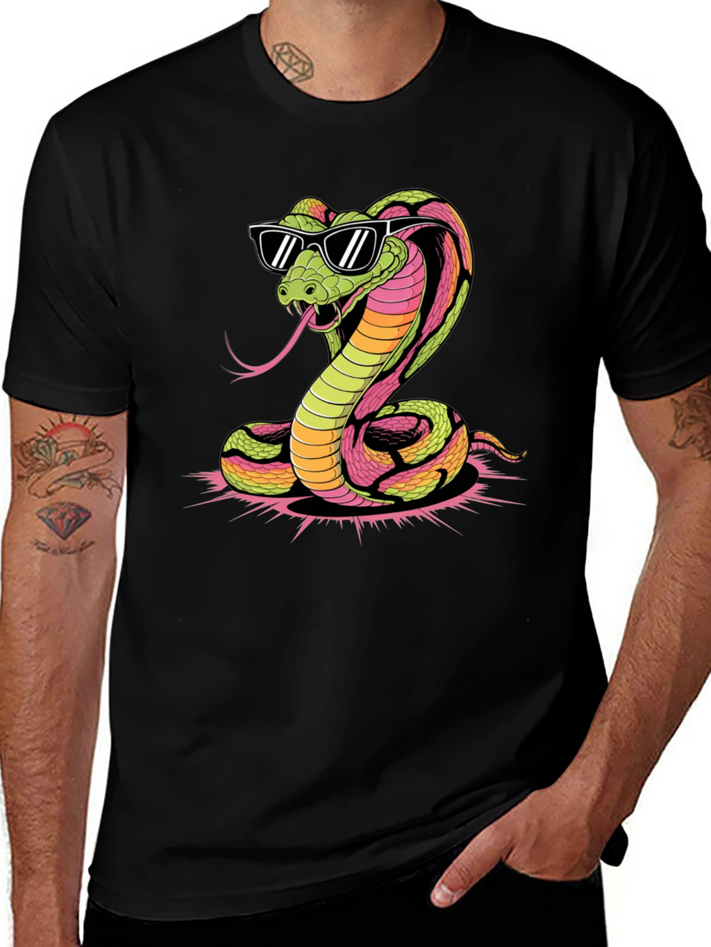 Cool Cobra Graphic Tee - Black