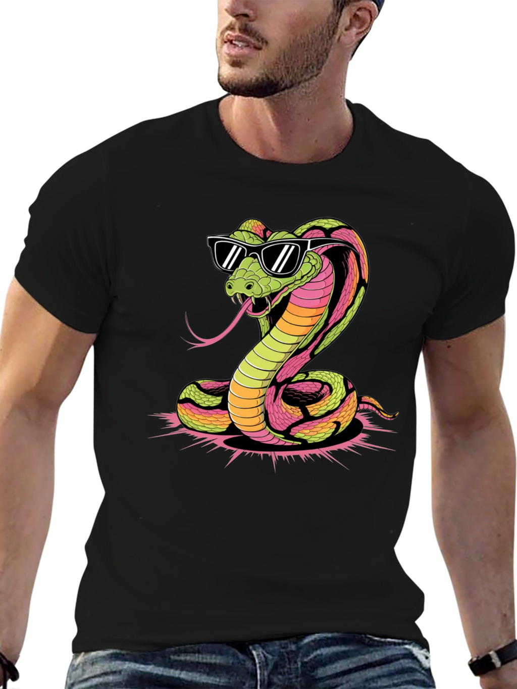 Cool Cobra Graphic Tee - Black