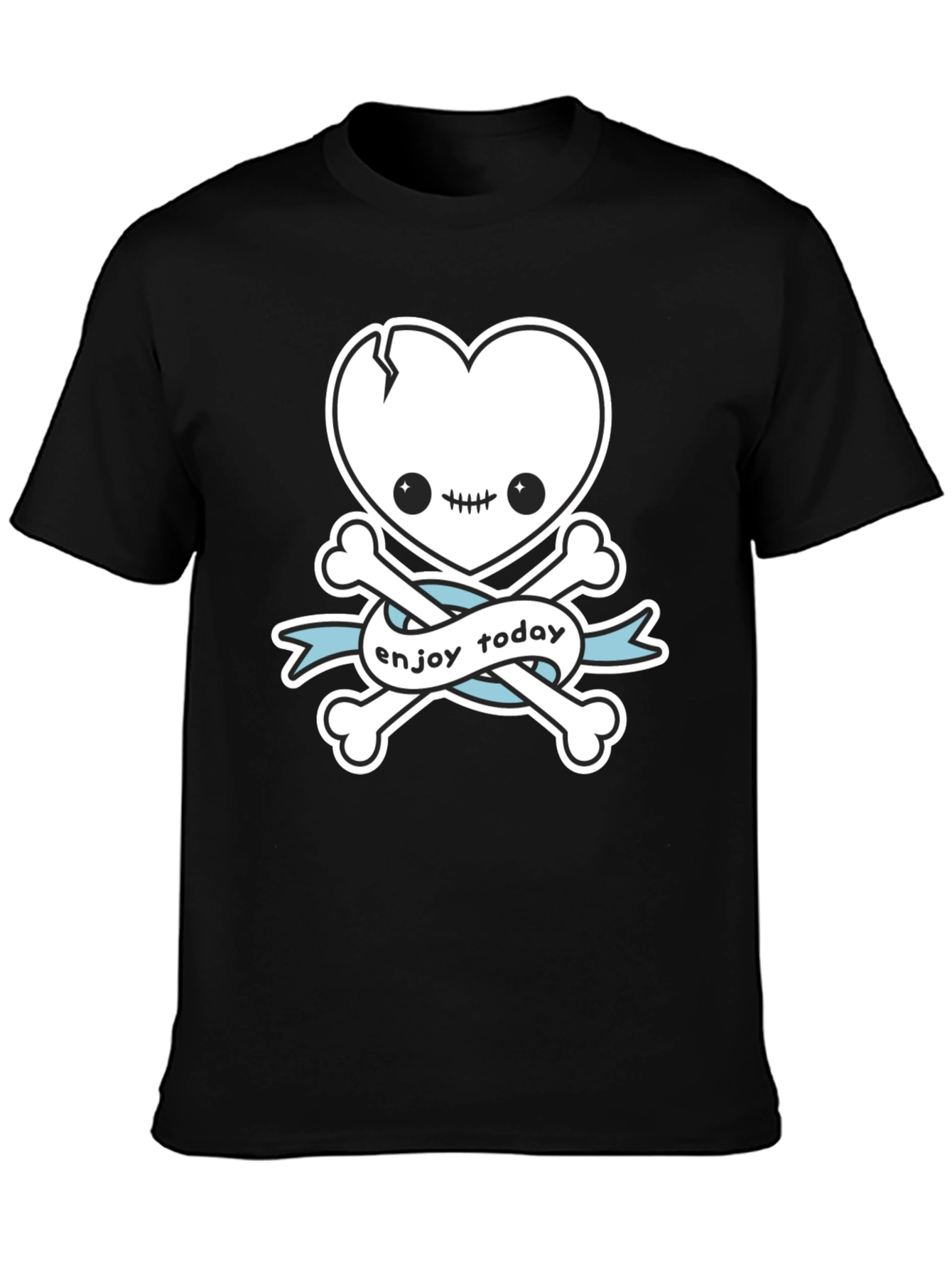Enjoy Today Heart Skull & Crossbones Graphic T-Shirt