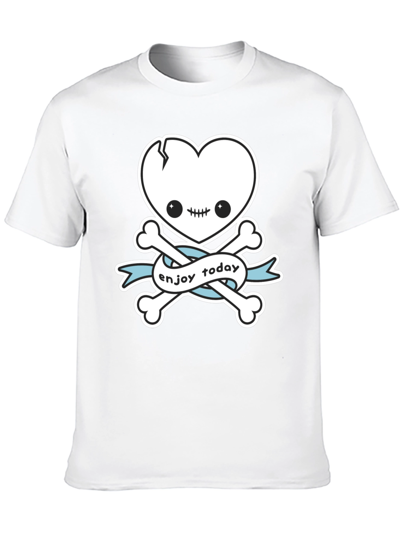 Enjoy Today Heart Skull & Crossbones Graphic T-Shirt