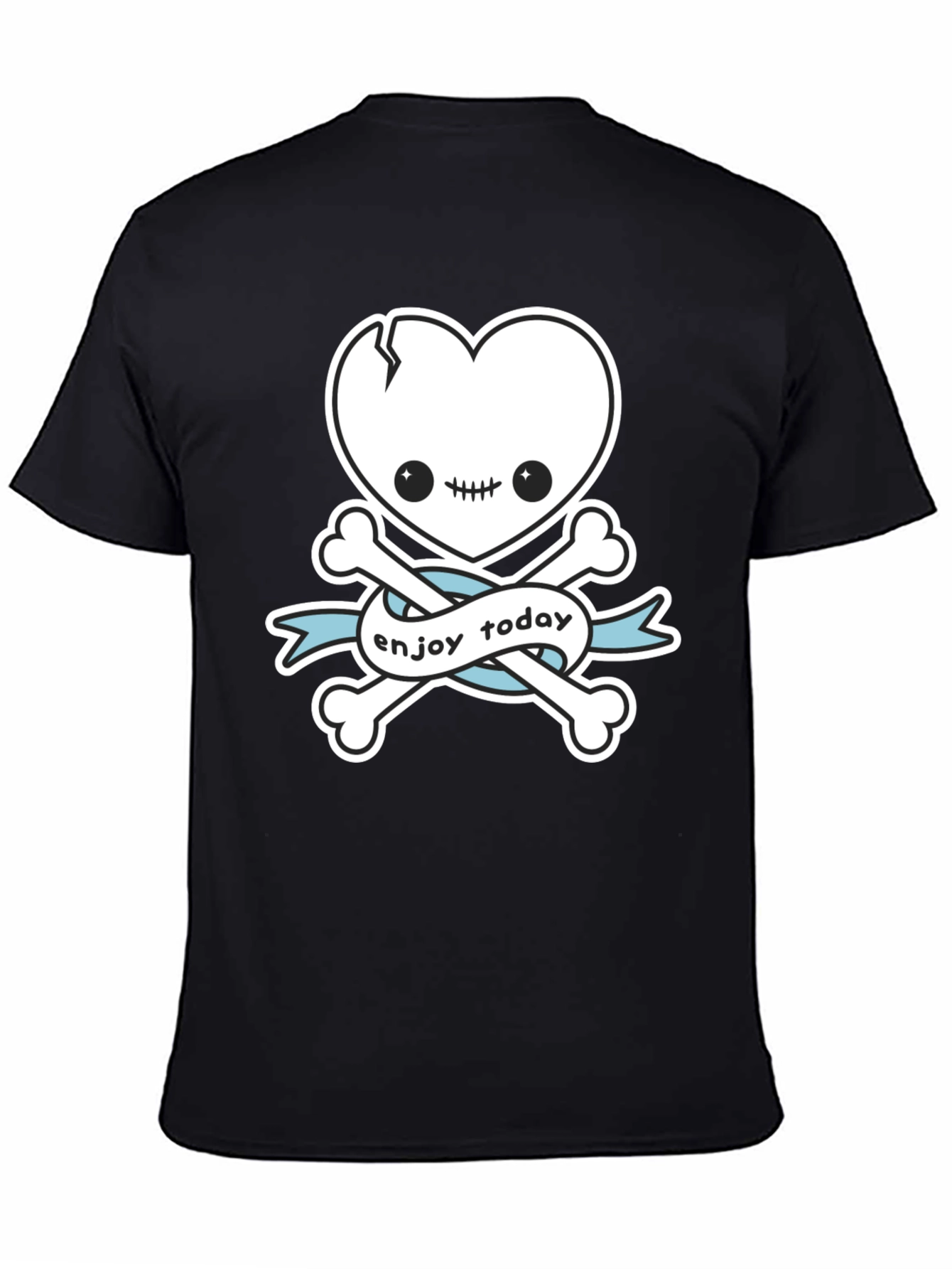 Enjoy Today Heart Skull & Crossbones Graphic T-Shirt
