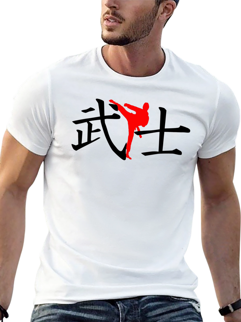 Black T-Shirt with Martial Arts Graphic