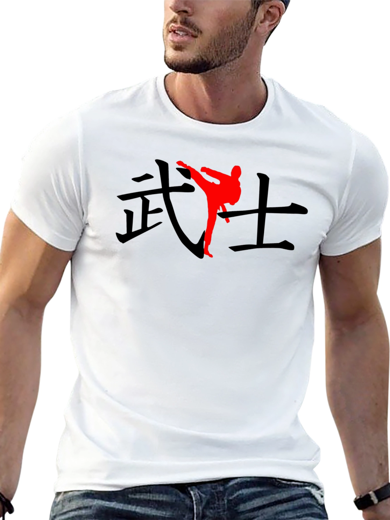 Black T-Shirt with Martial Arts Graphic