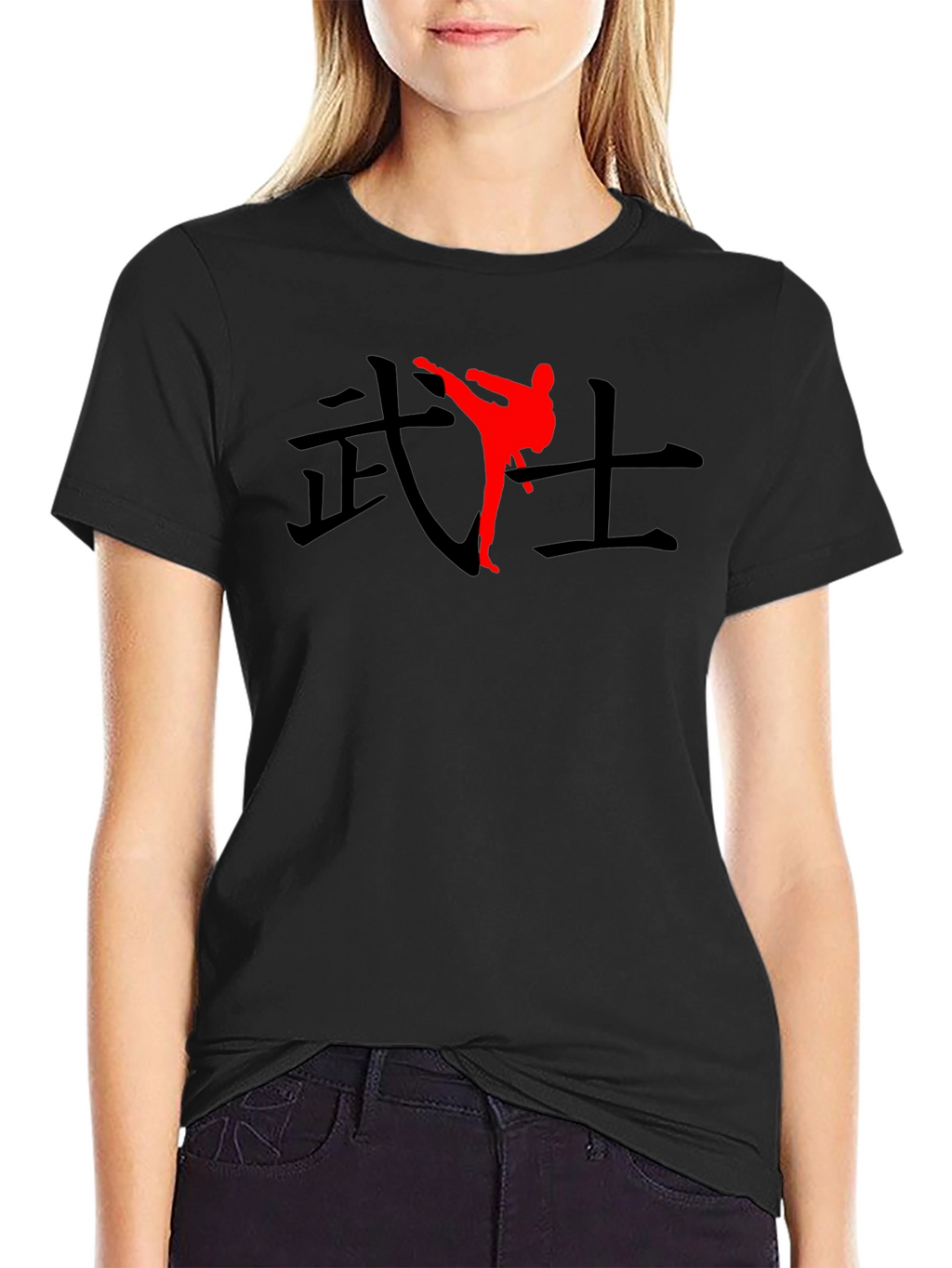 Black T-Shirt with Martial Arts Graphic