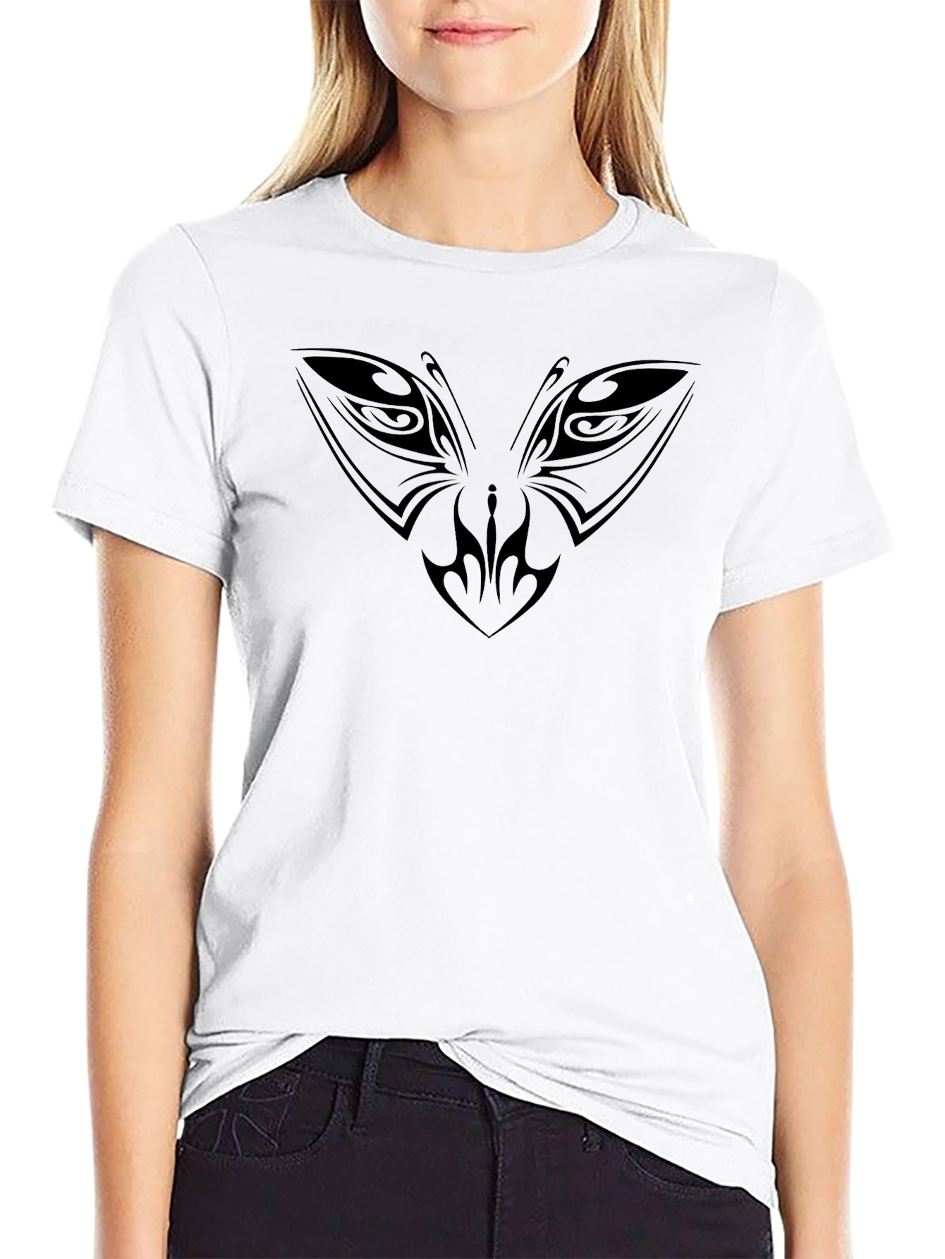 Butterfly Tattoo Graphic Tee - Black Cotton Comfort