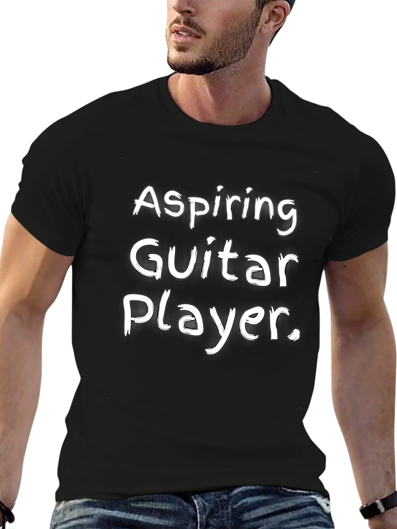 Aspiring Guitar Player Black Graphic Tee Shirt