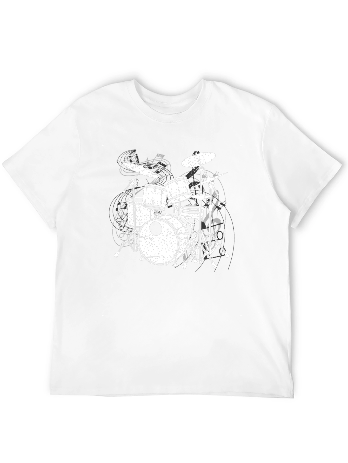 Drum Set Graphic Tee - Black Cotton Music Shirt