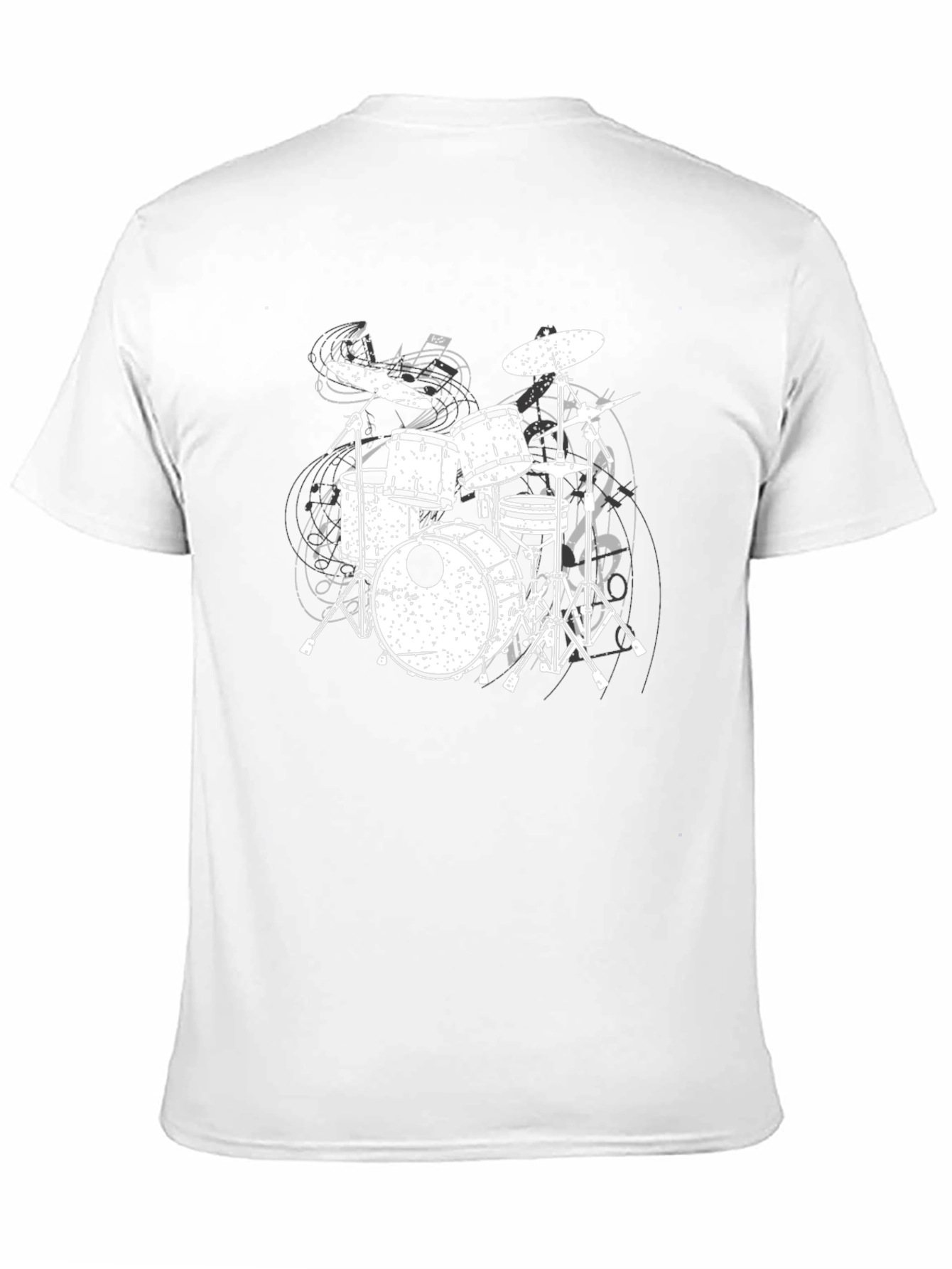 Drum Set Graphic Tee - Black Cotton Music Shirt