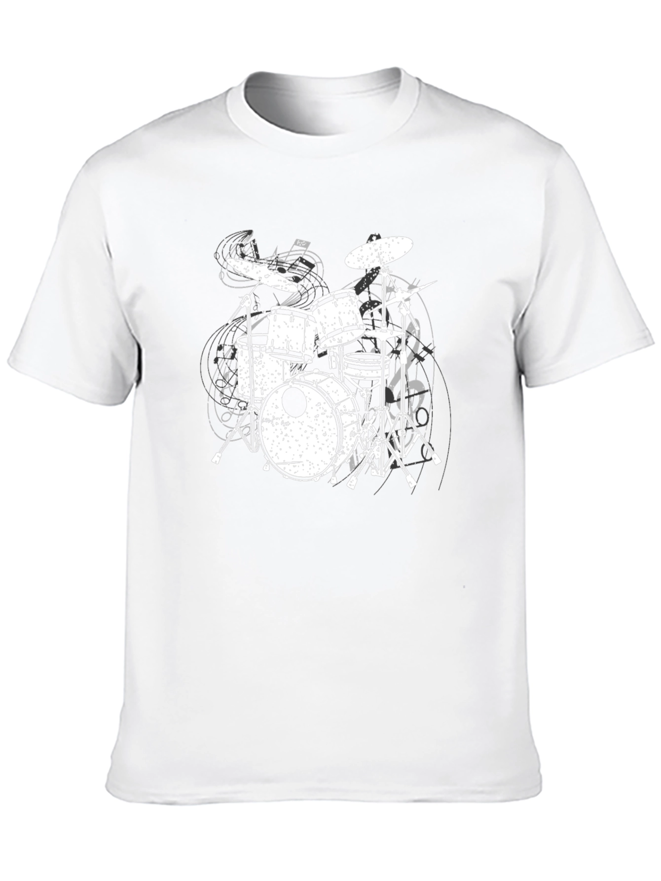 Drum Set Graphic Tee - Black Cotton Music Shirt