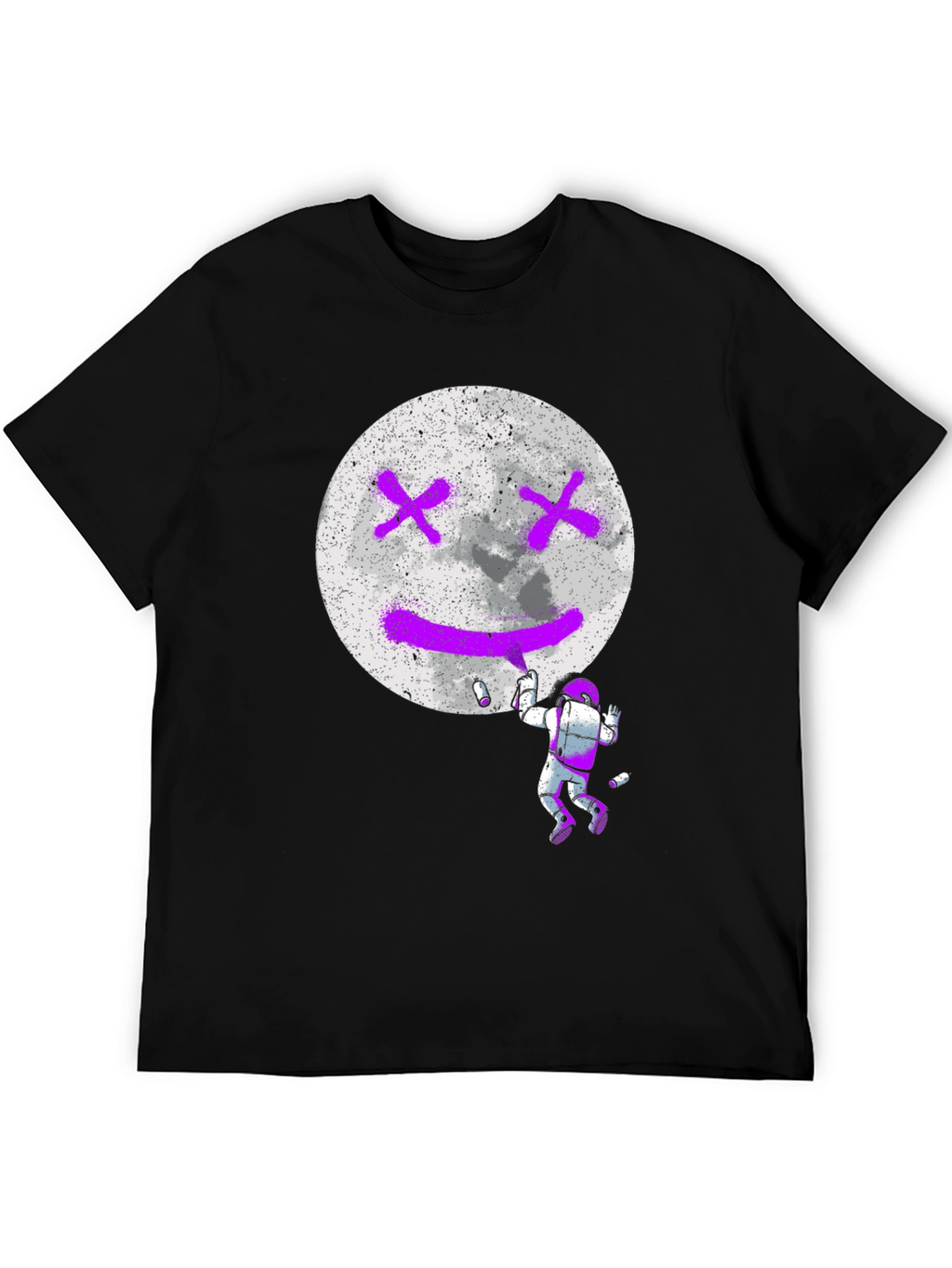 Astronaut Moon Graffiti Black T-Shirt