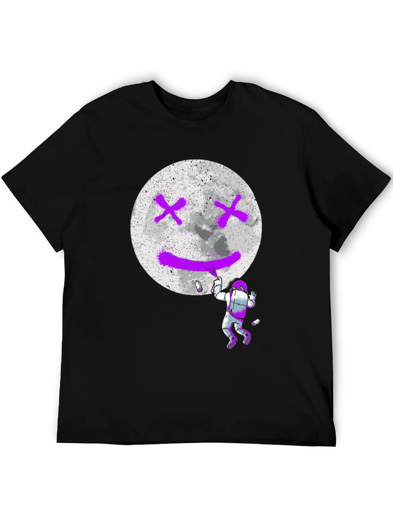 Astronaut Moon Graffiti Black T-Shirt