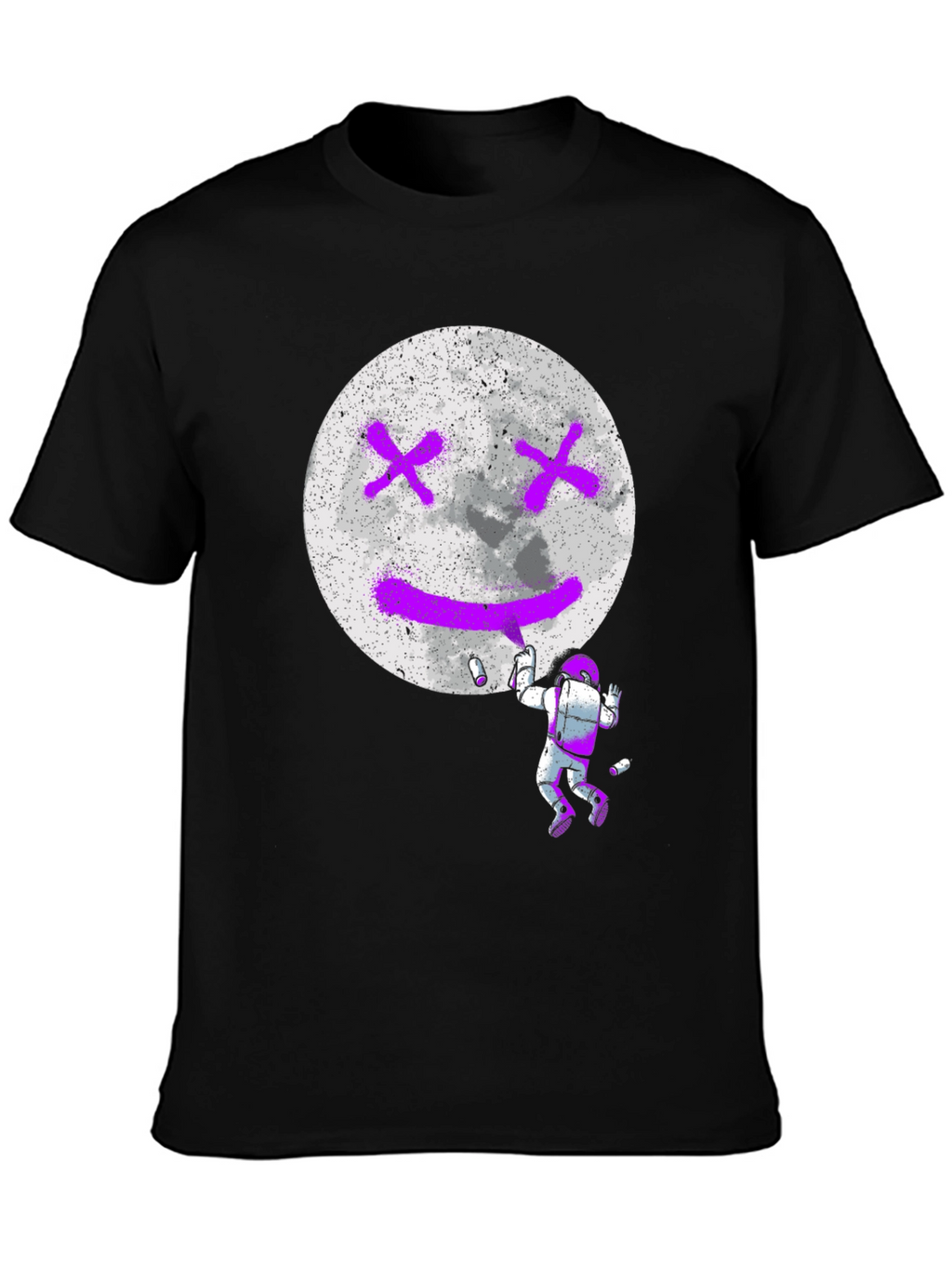 Astronaut Moon Graffiti Black T-Shirt