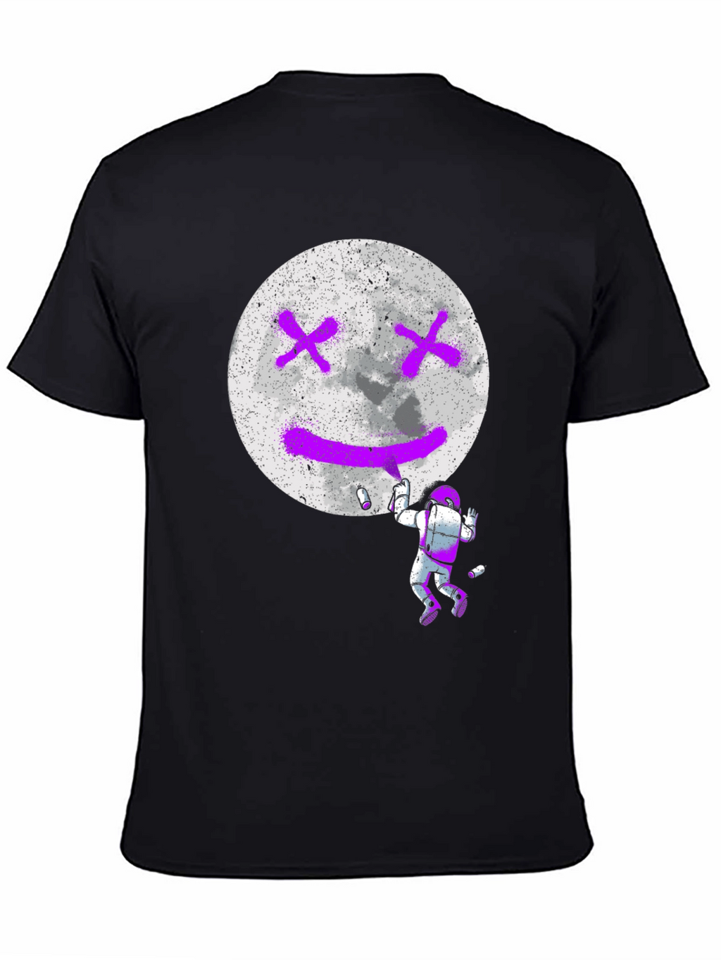 Astronaut Moon Graffiti Black T-Shirt
