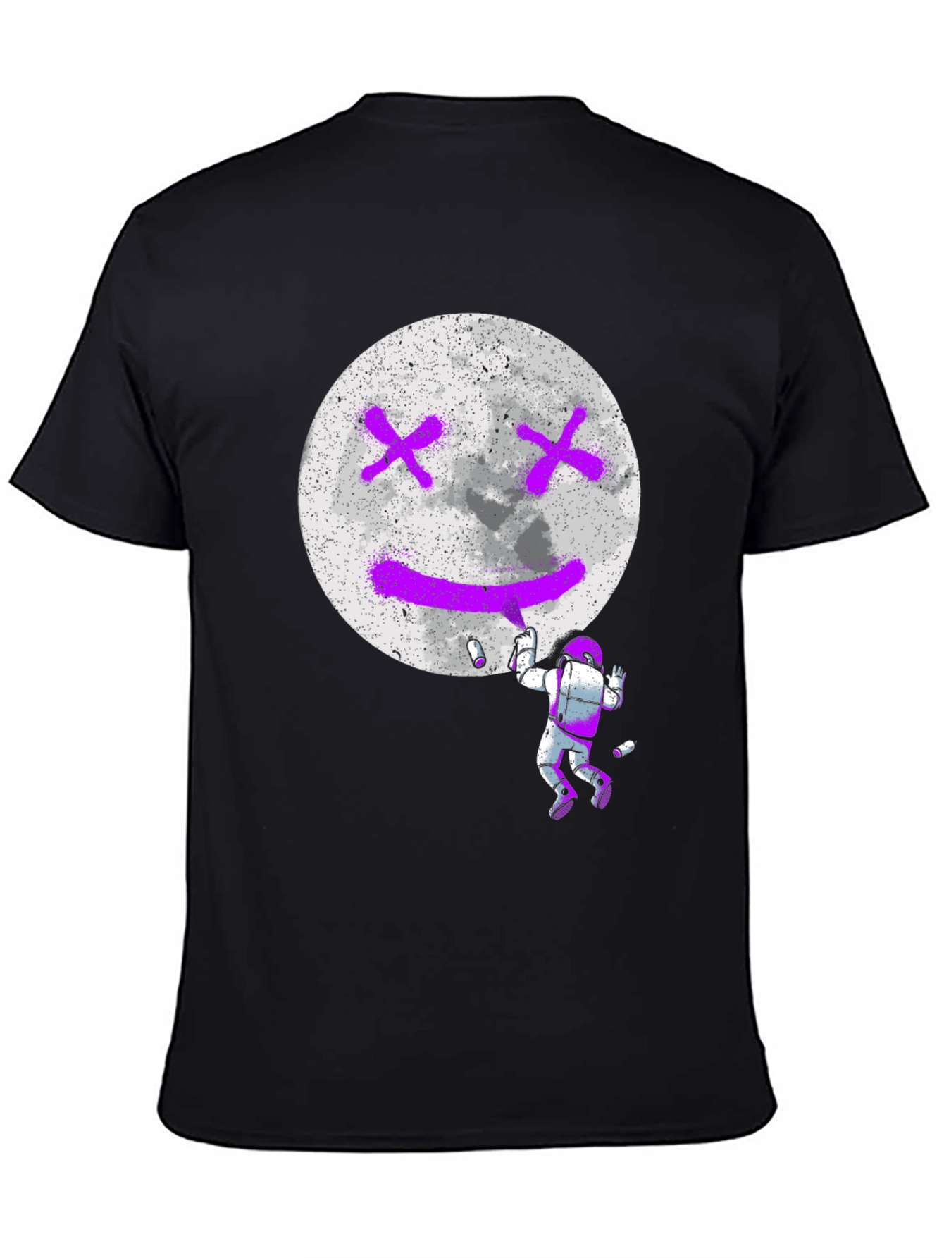 Astronaut Moon Graffiti Black T-Shirt