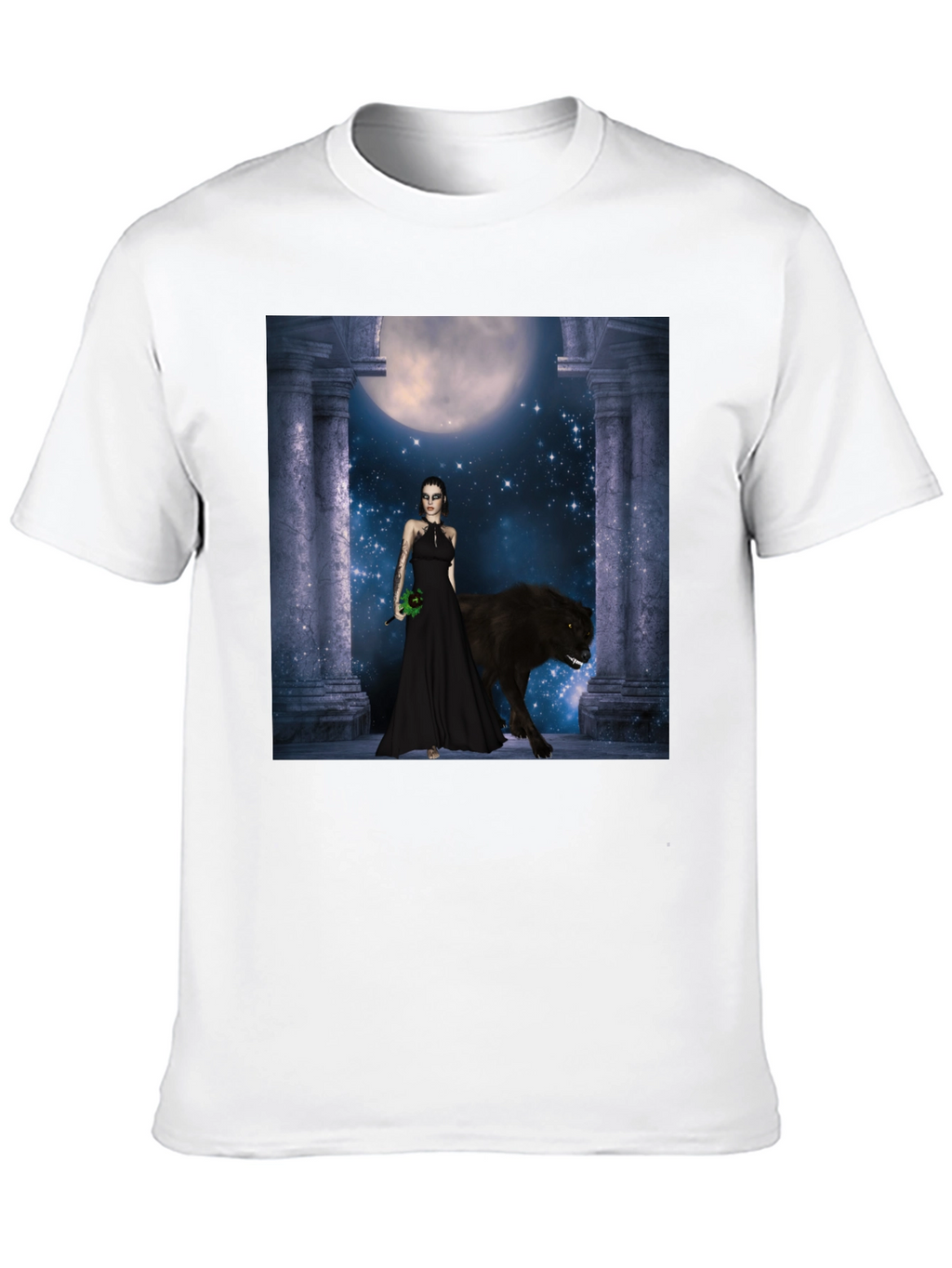 Wolf Moon Goddess Black T-Shirt