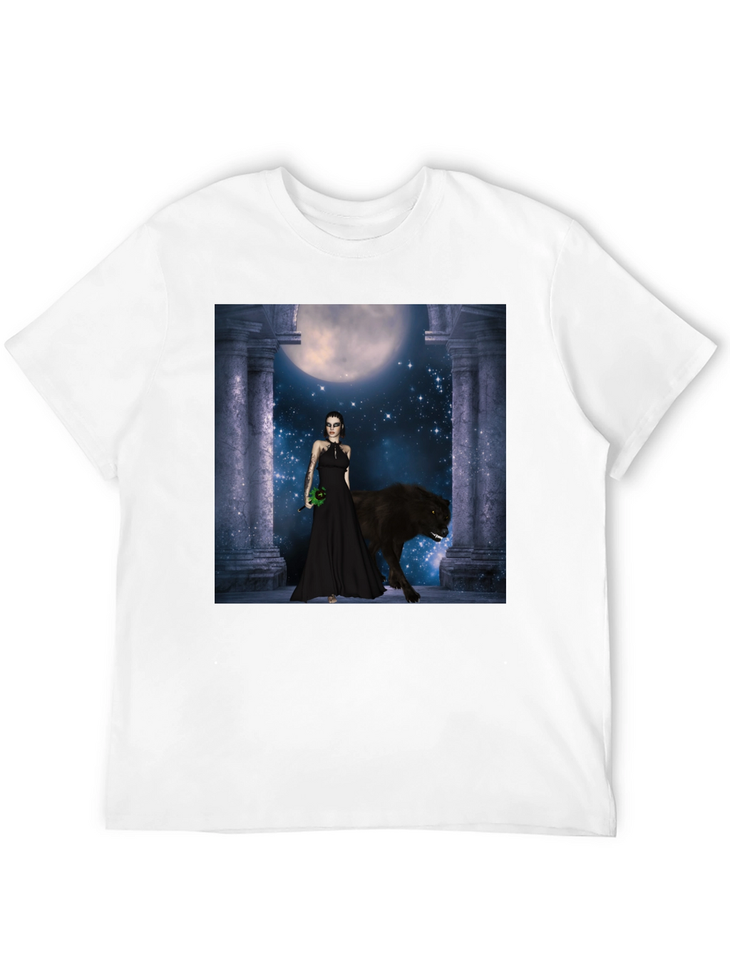 Wolf Moon Goddess Black T-Shirt