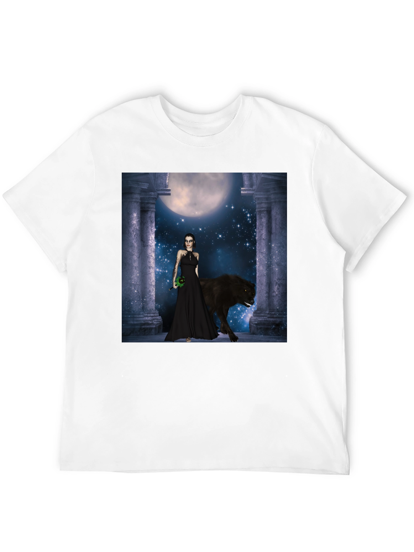 Wolf Moon Goddess Black T-Shirt