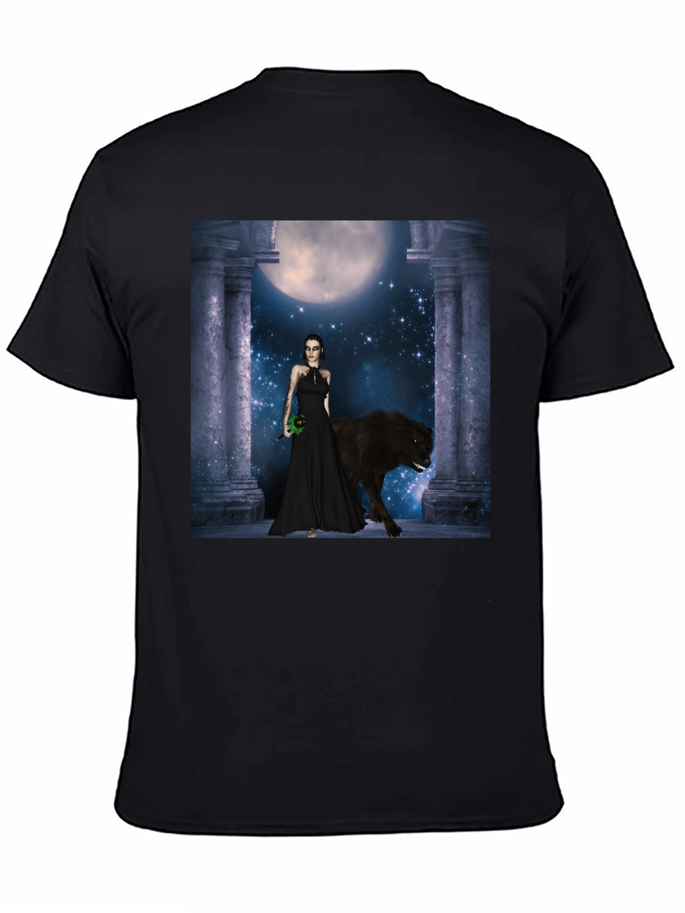 Wolf Moon Goddess Black T-Shirt