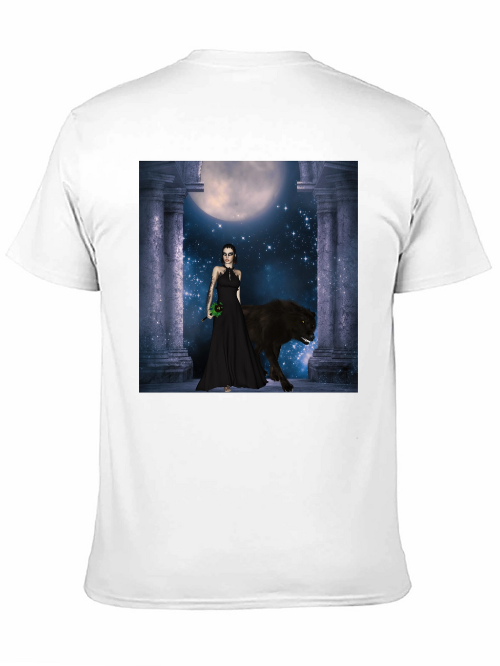 Wolf Moon Goddess Black T-Shirt