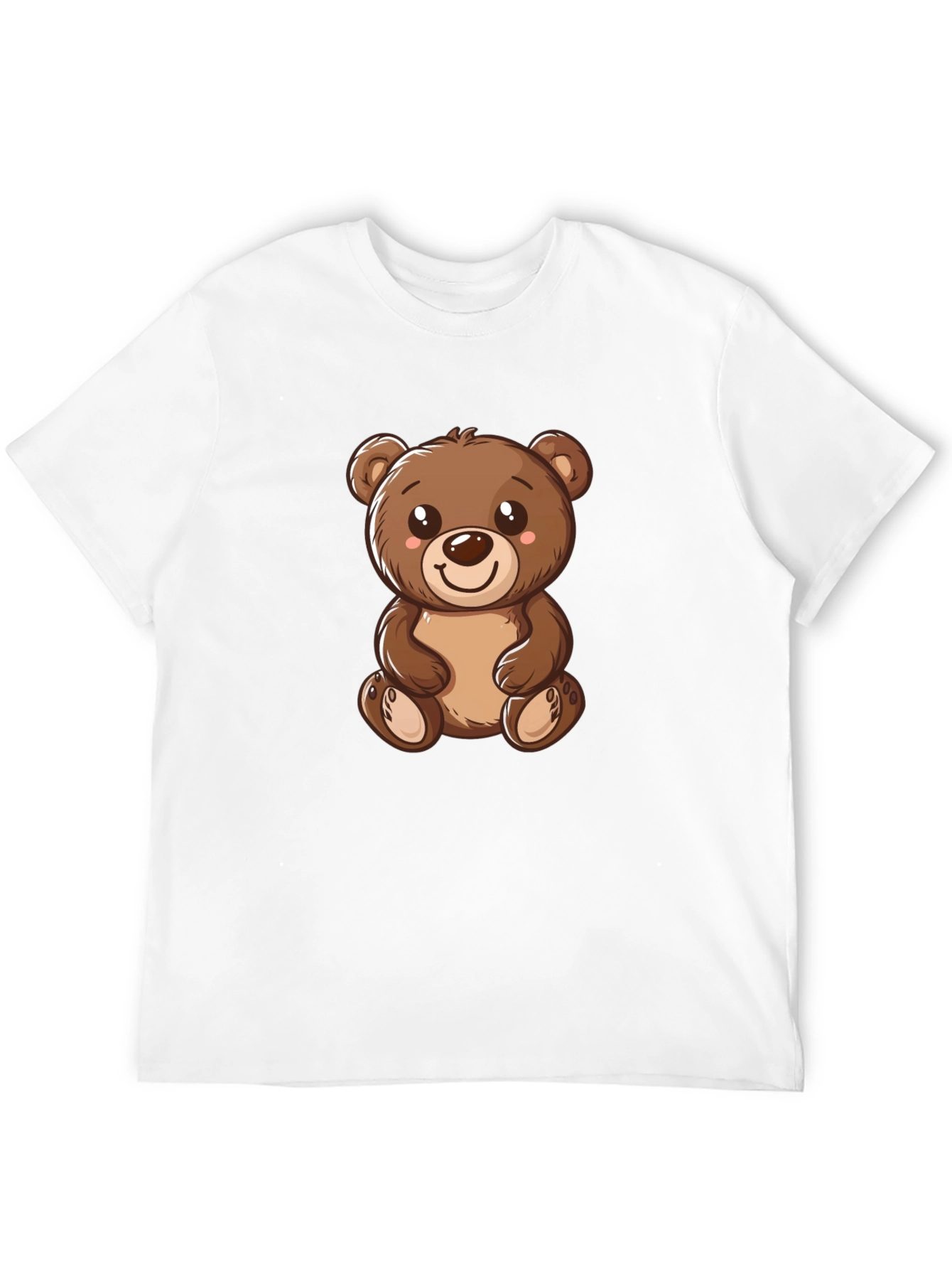 Cute Teddy Bear Graphic Tee - Black Cotton T-Shirt