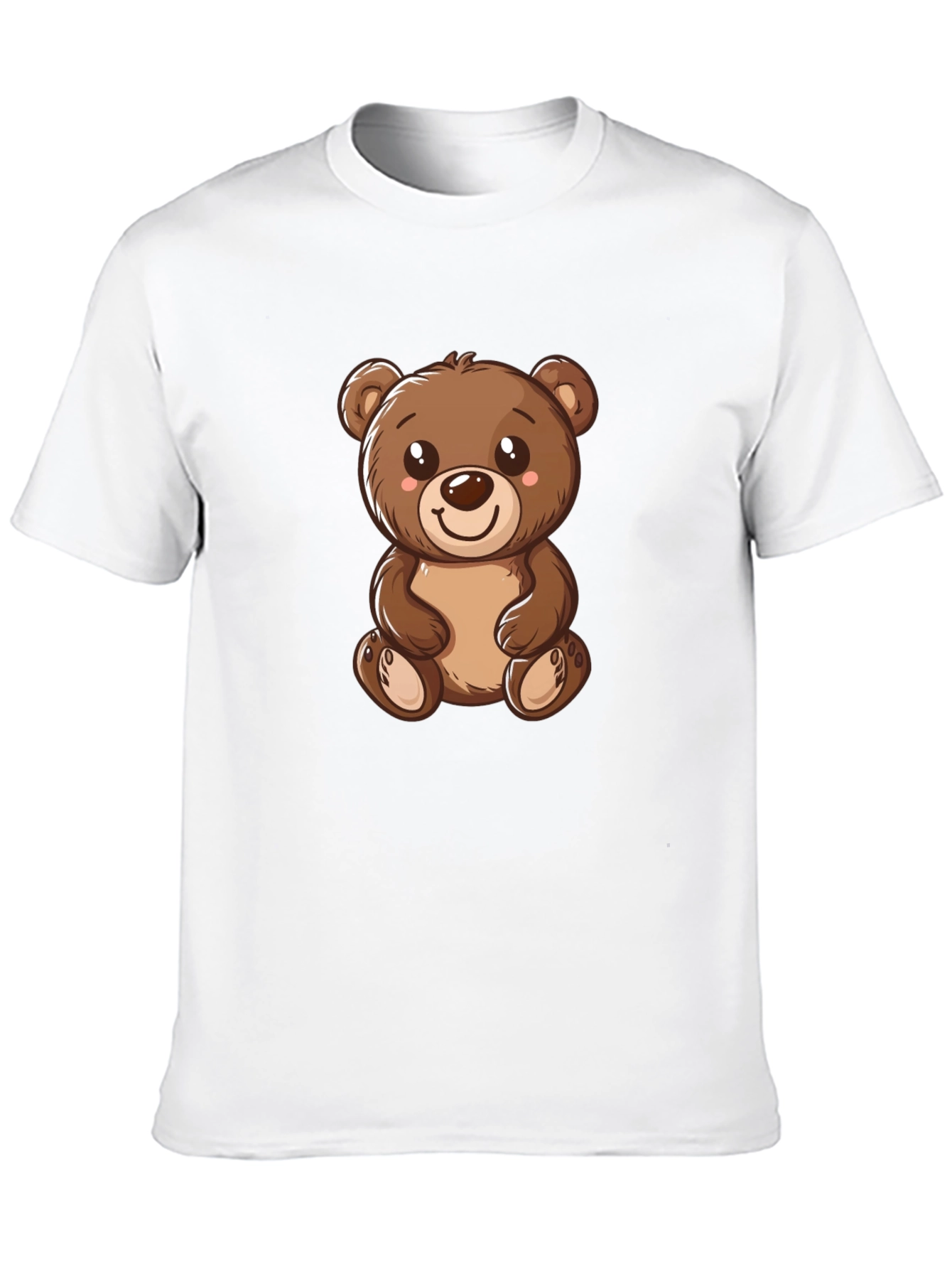 Cute Teddy Bear Graphic Tee - Black Cotton T-Shirt