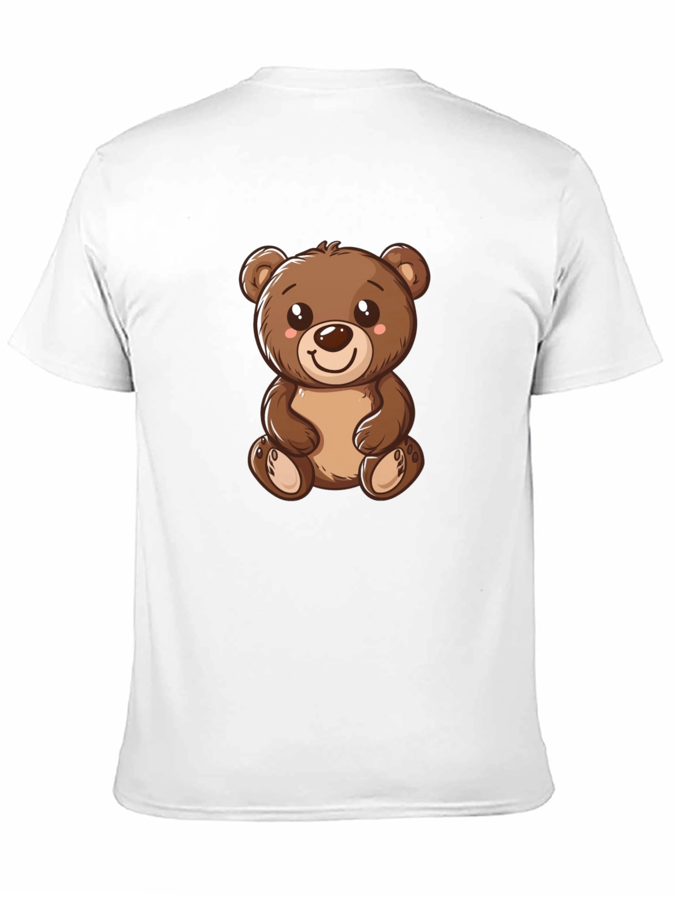 Cute Teddy Bear Graphic Tee - Black Cotton T-Shirt