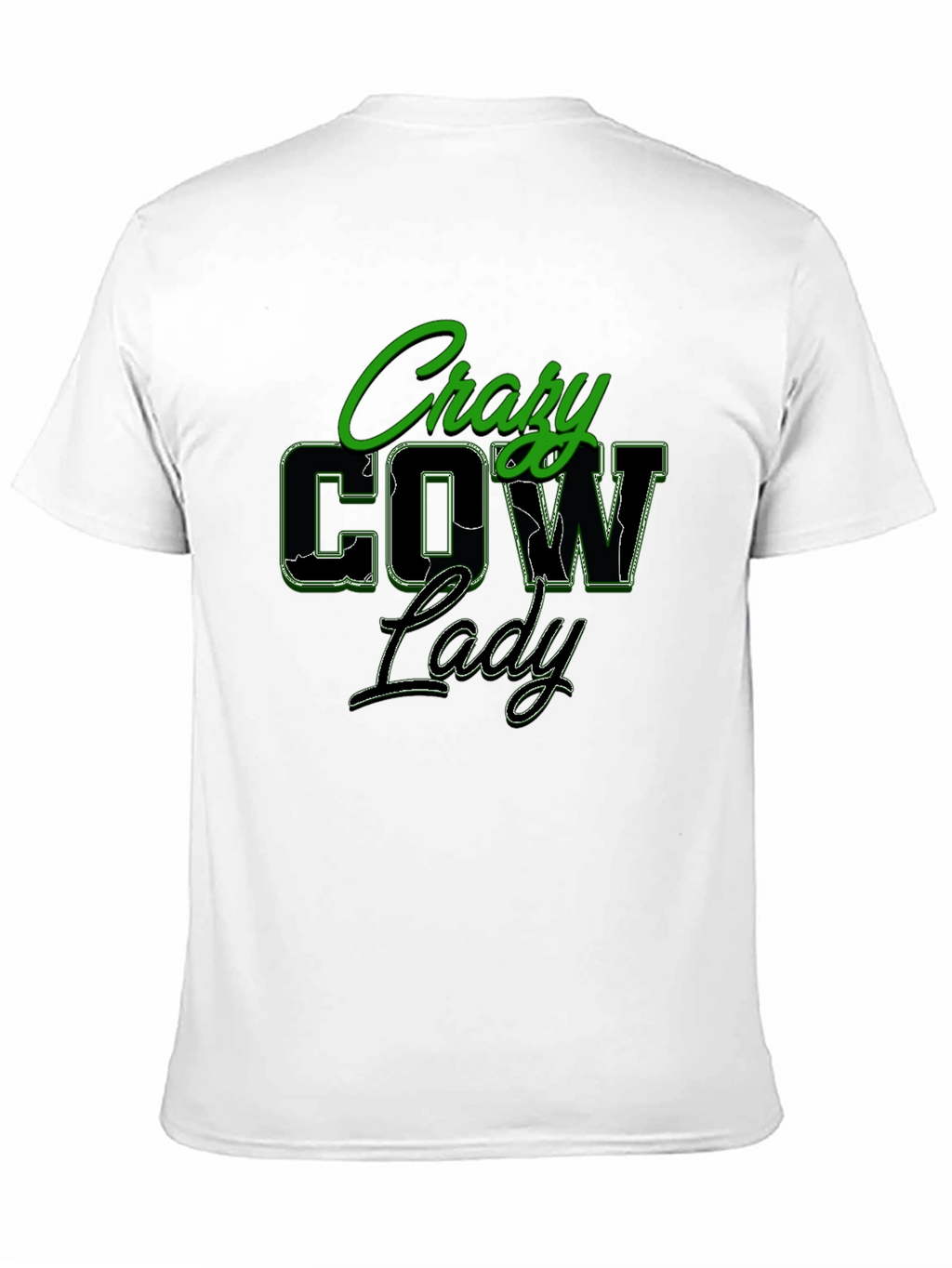 Crazy Cow Lady Black Graphic T-Shirt