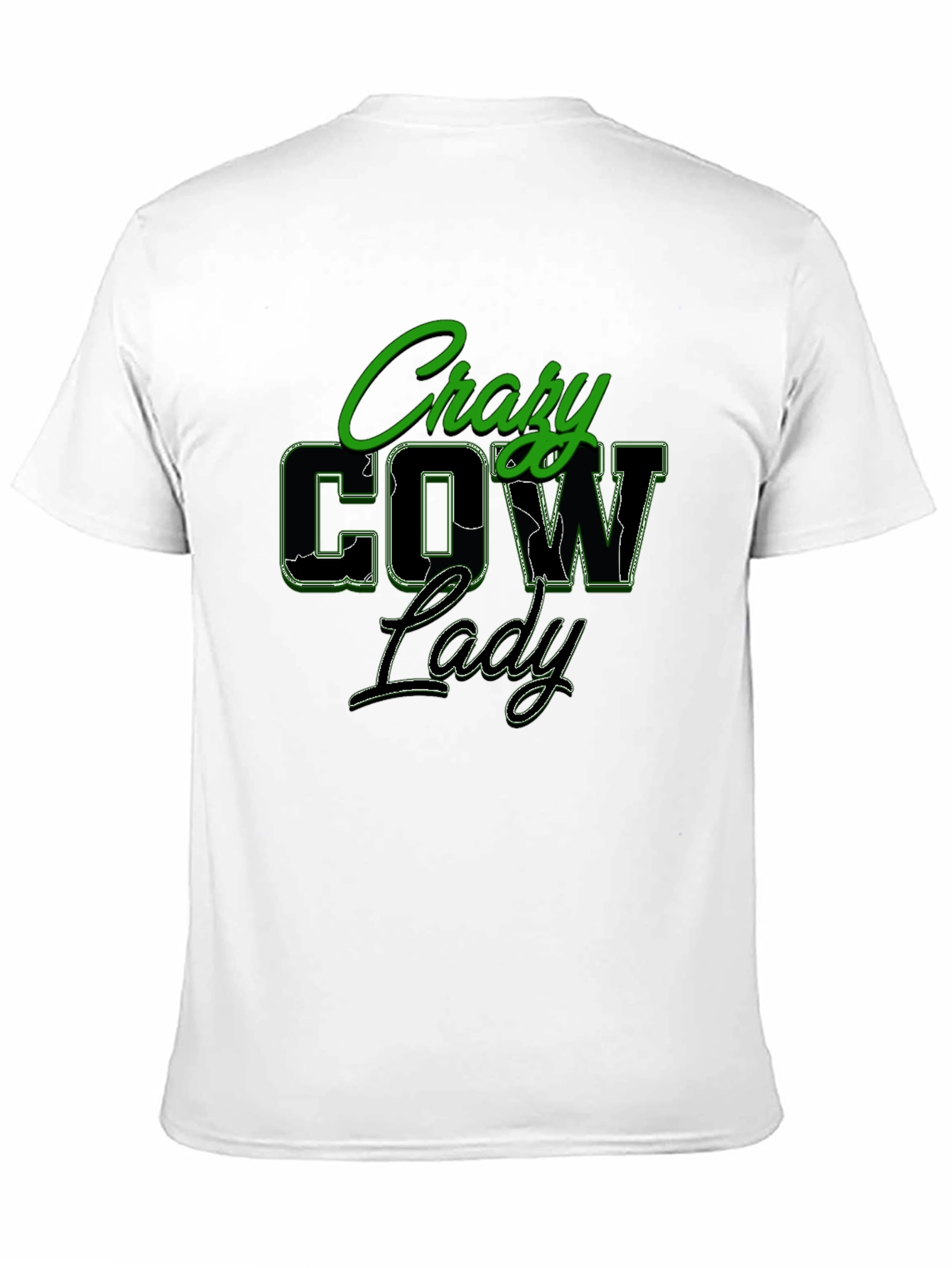 Crazy Cow Lady Black Graphic T-Shirt