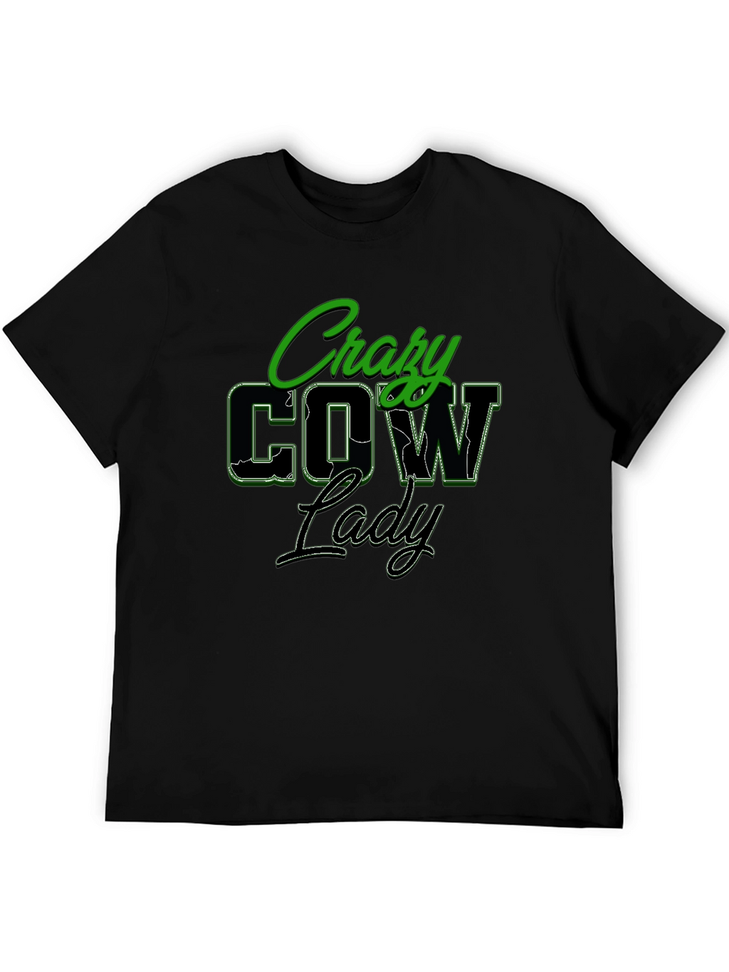 Crazy Cow Lady Black Graphic T-Shirt