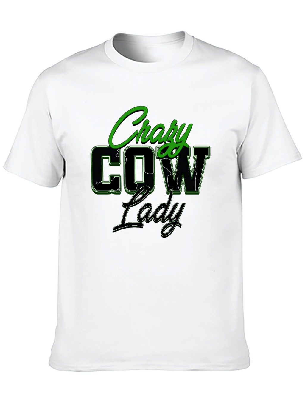 Crazy Cow Lady Black Graphic T-Shirt