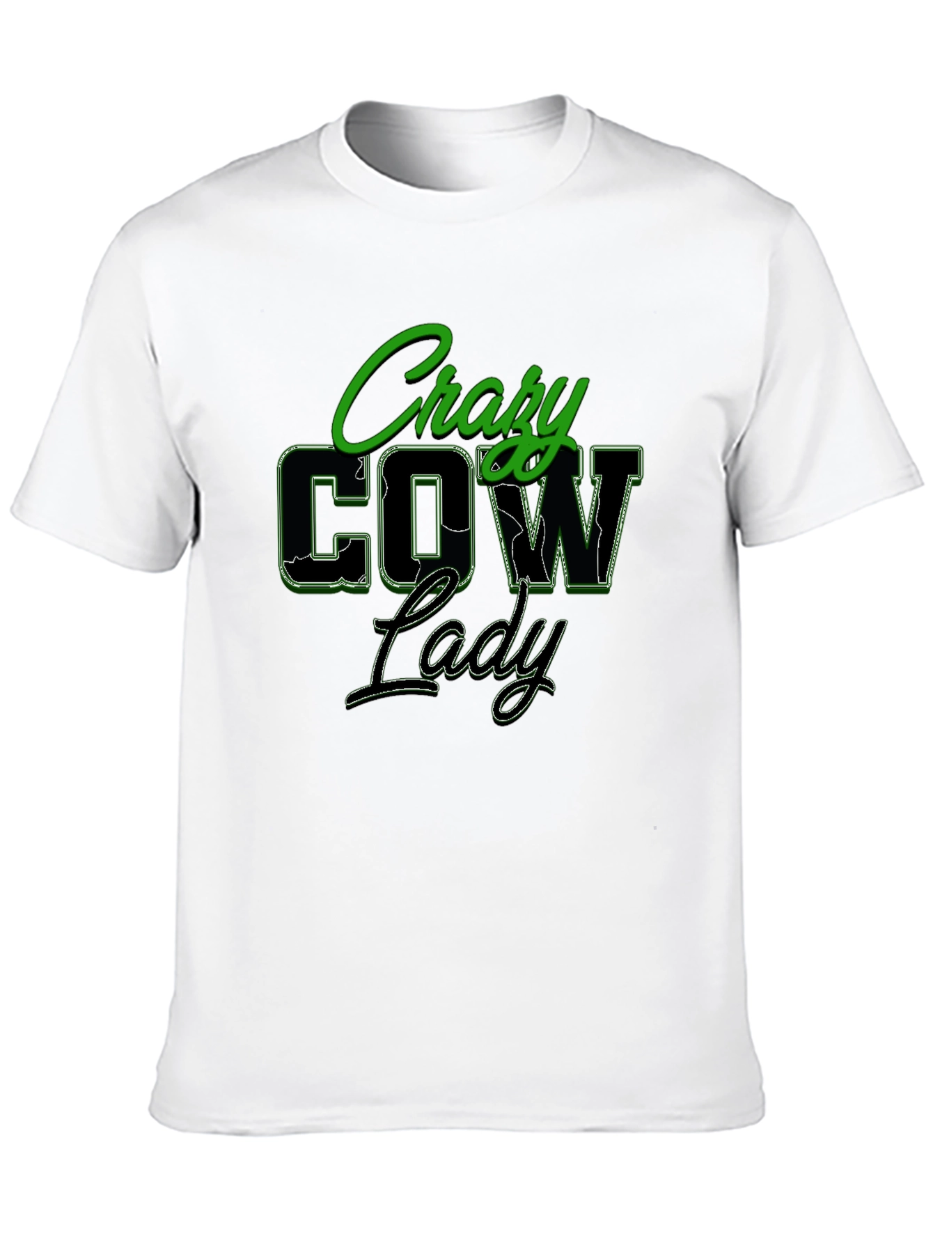Crazy Cow Lady Black Graphic T-Shirt