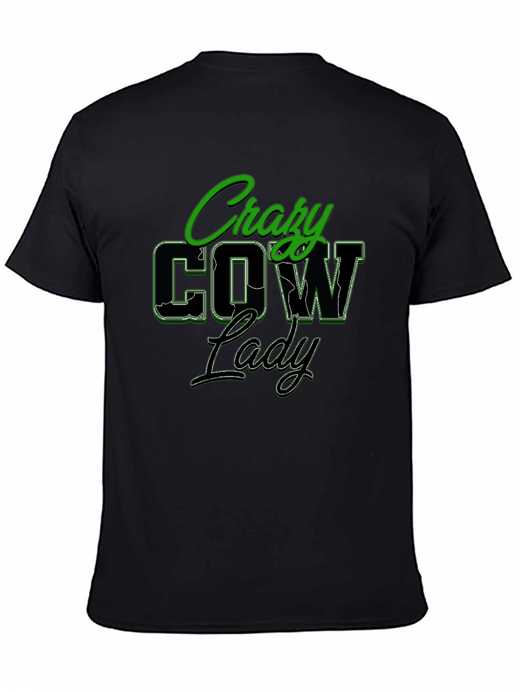 Crazy Cow Lady Black Graphic T-Shirt