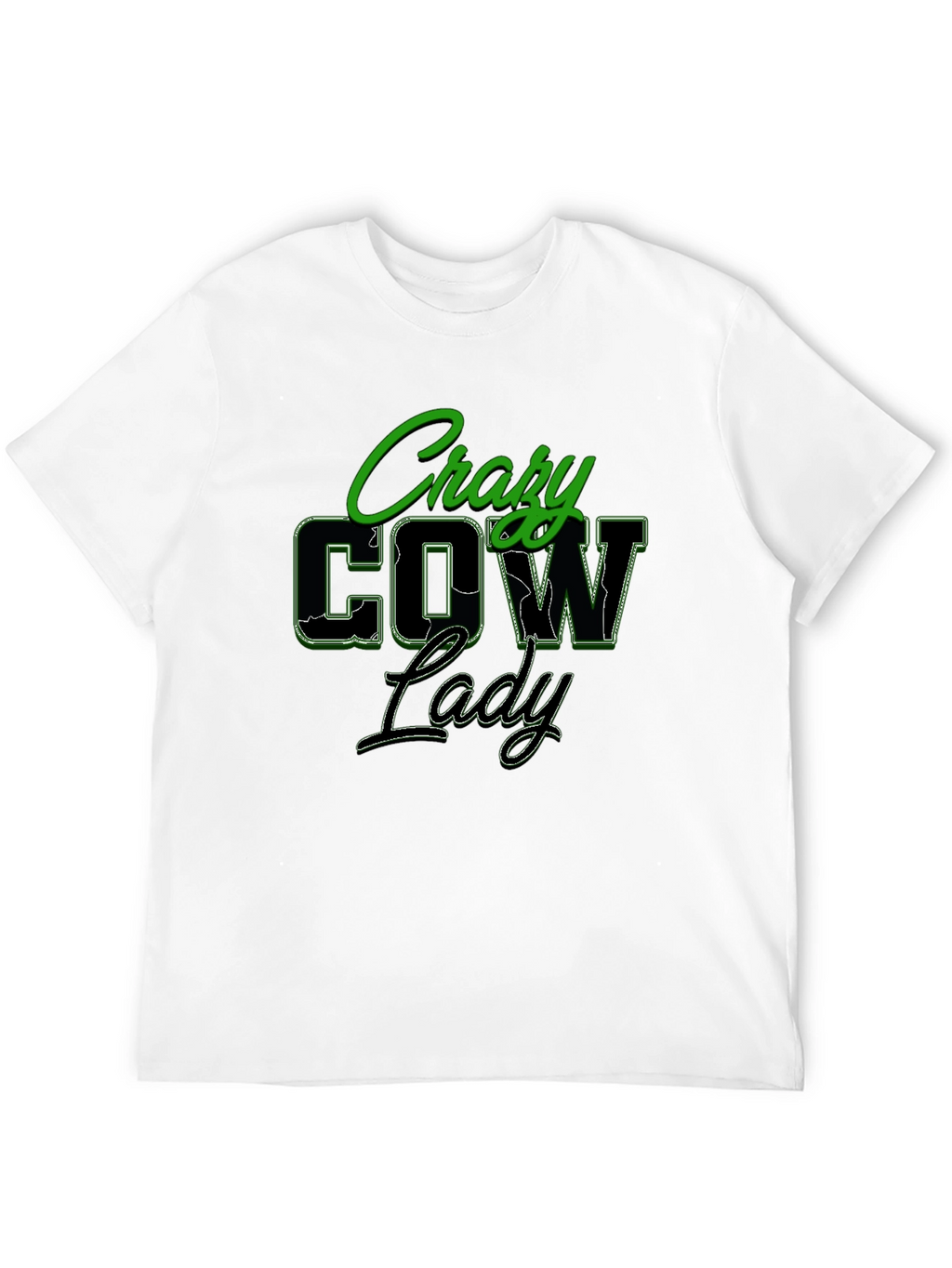 Crazy Cow Lady Black Graphic T-Shirt