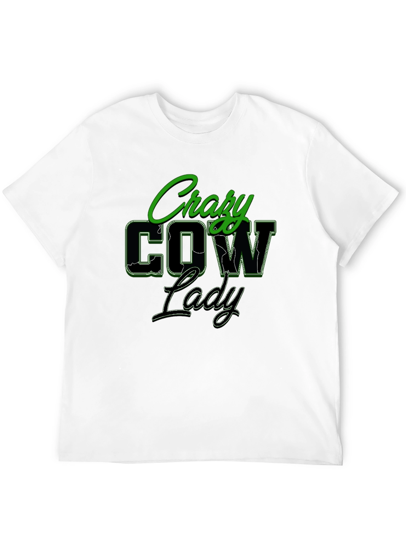 Crazy Cow Lady Black Graphic T-Shirt