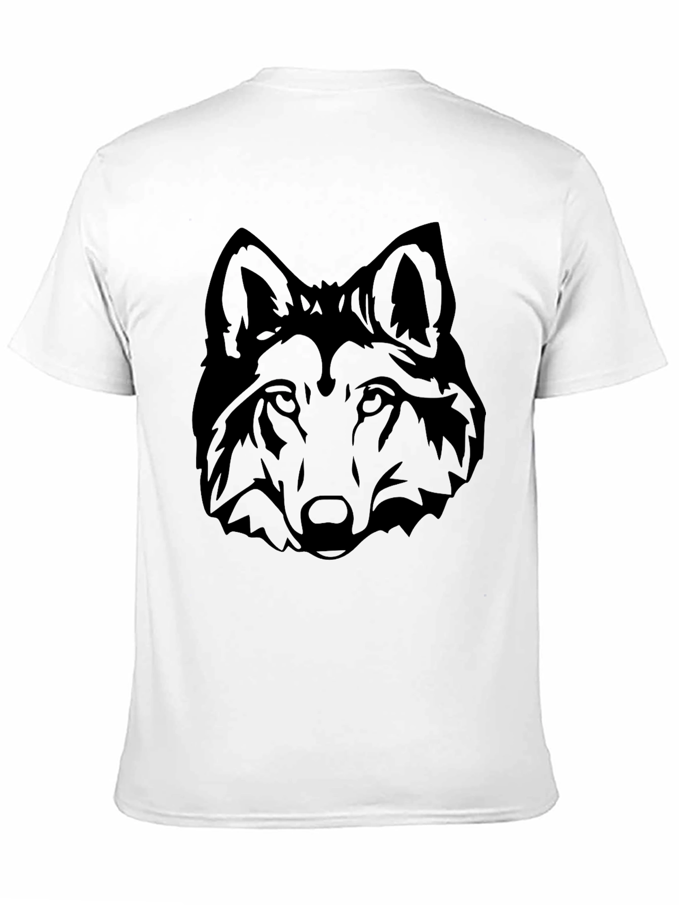 Black Wolf Head Graphic Tee - Mens Short Sleeve Crew Neck T-Shirt