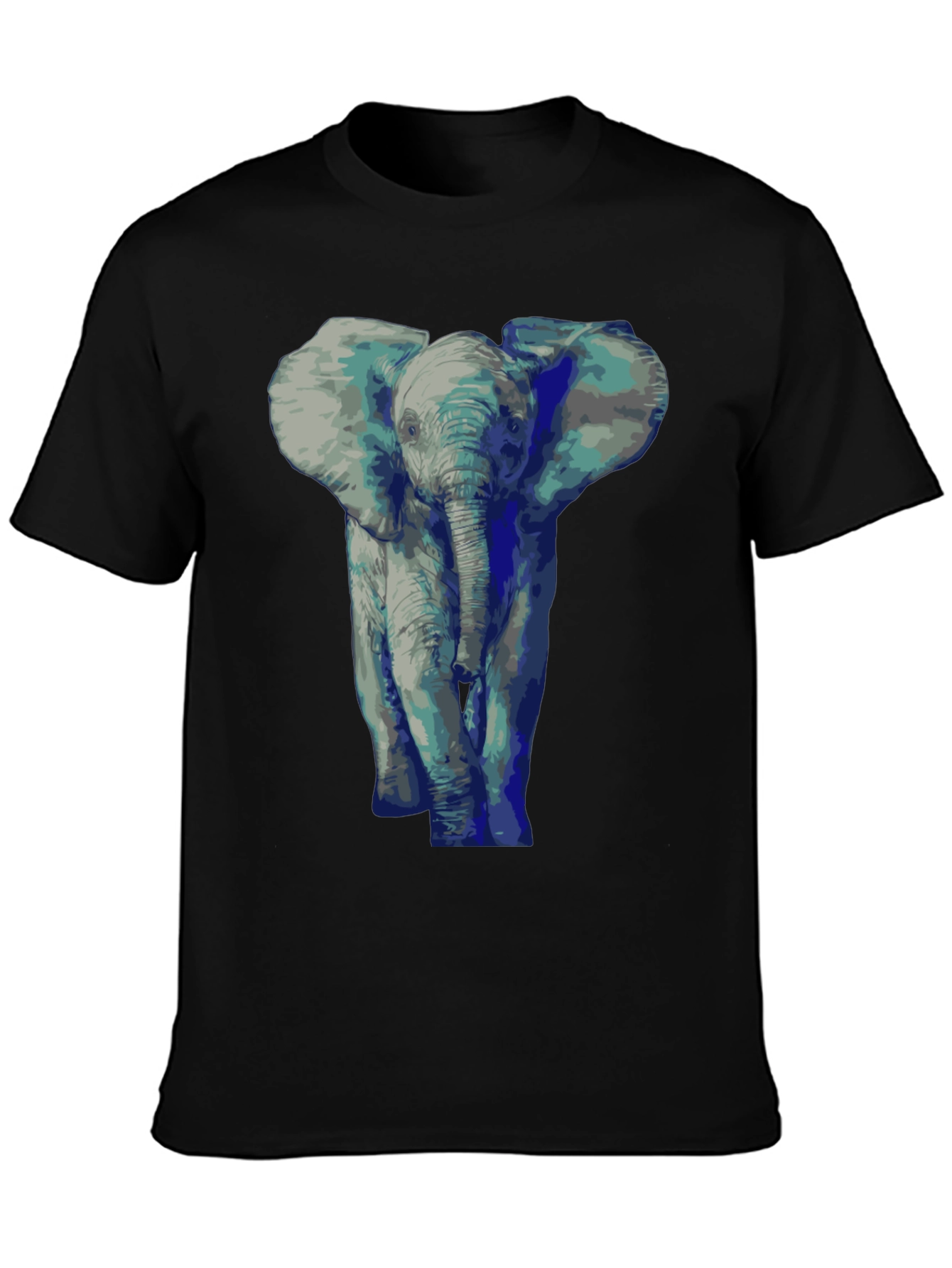 Elephant Graphic Tee - Black Cotton T-Shirt