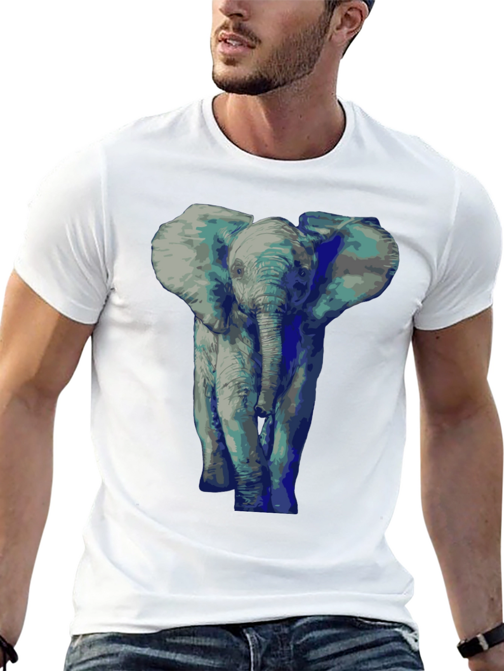 Elephant Graphic Tee - Black Cotton T-Shirt