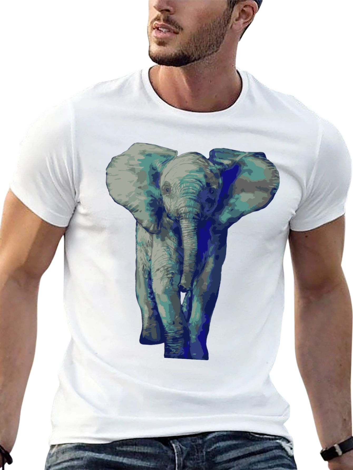 Elephant Graphic Tee - Black Cotton T-Shirt