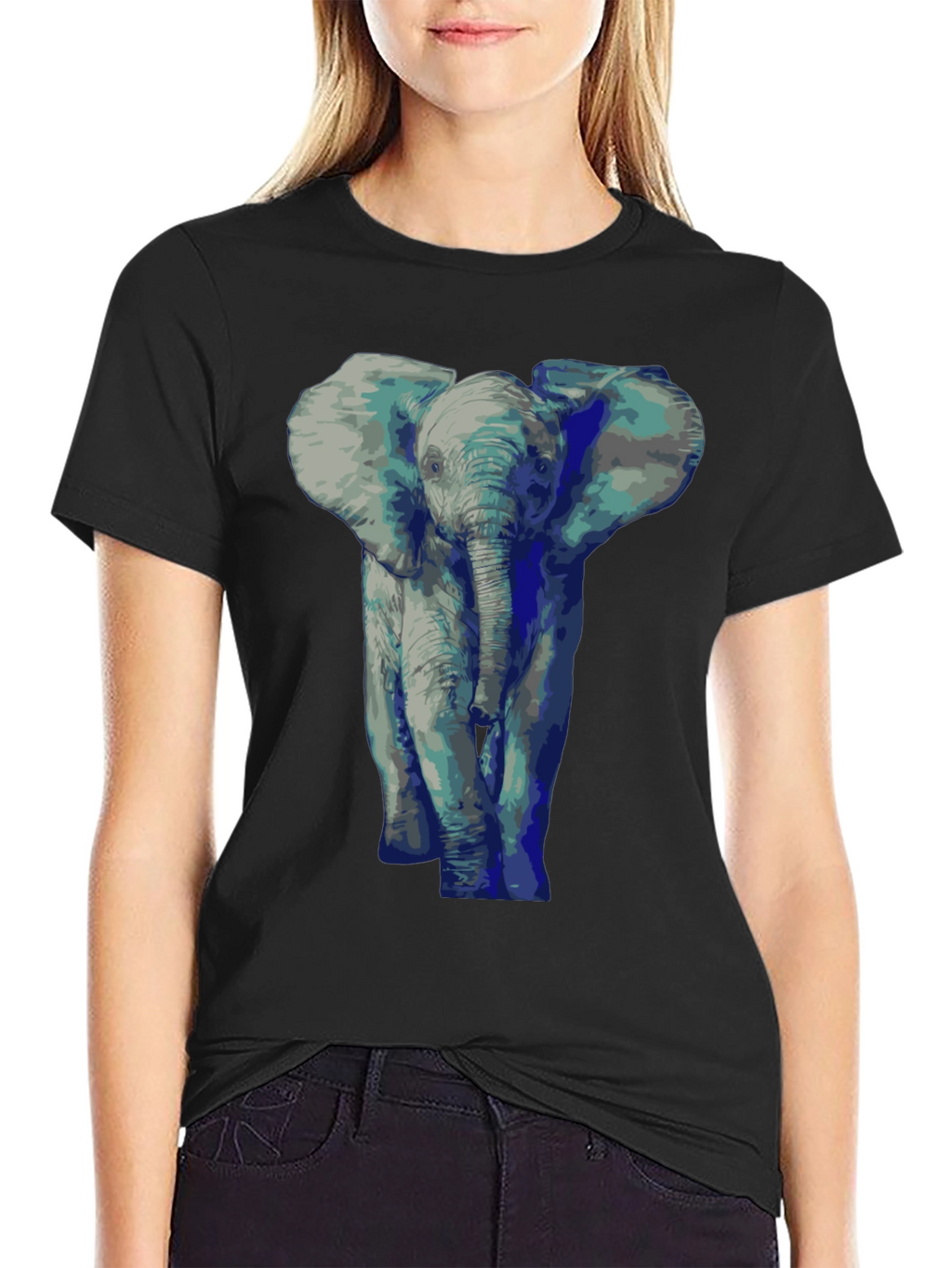 Elephant Graphic Tee - Black Cotton T-Shirt