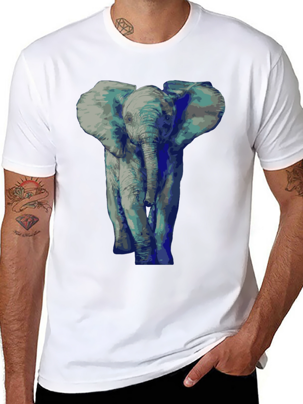Elephant Graphic Tee - Black Cotton T-Shirt
