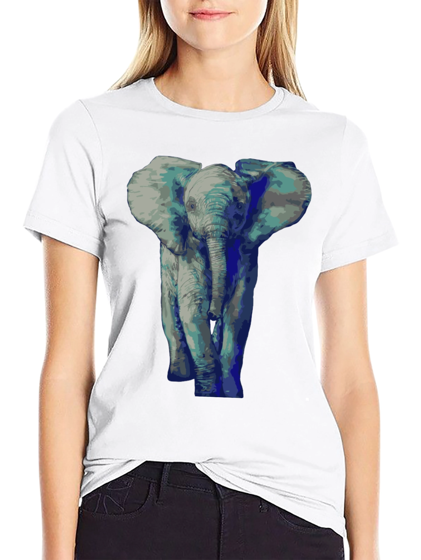 Elephant Graphic Tee - Black Cotton T-Shirt