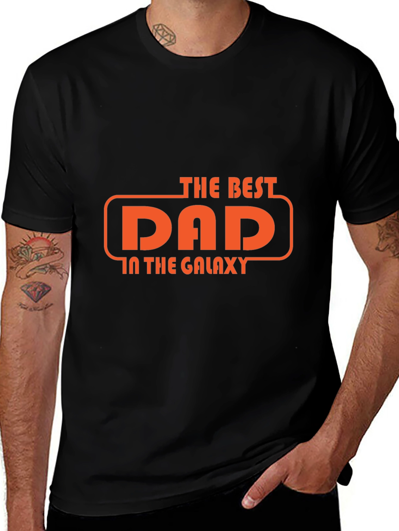 Best Dad in the Galaxy Graphic T-Shirt - Black