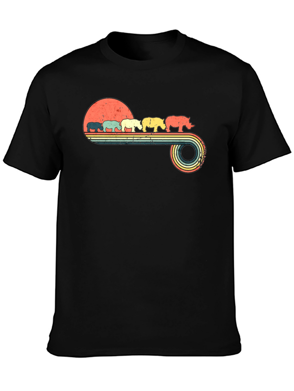 Retro Rhino Sunset Graphic Tee