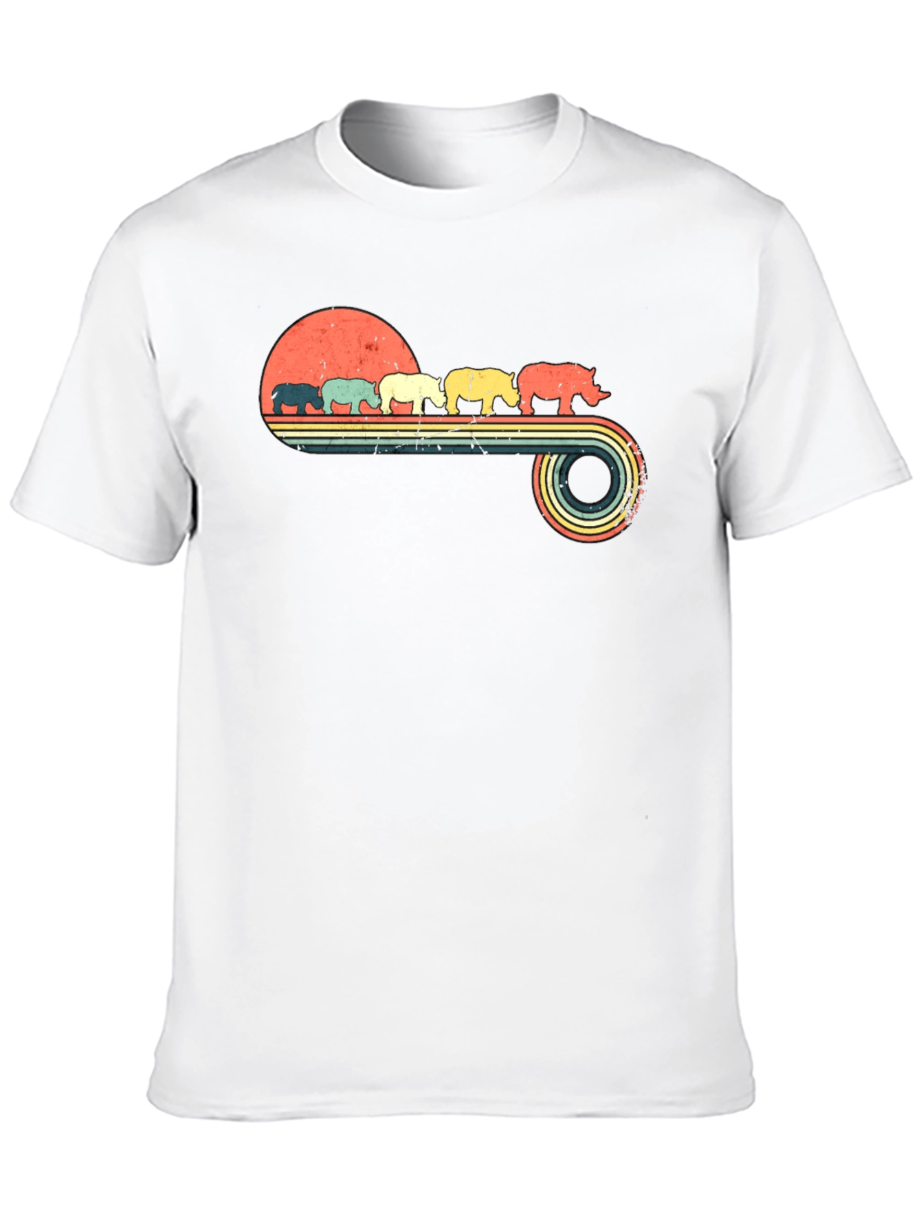 Retro Rhino Sunset Graphic Tee