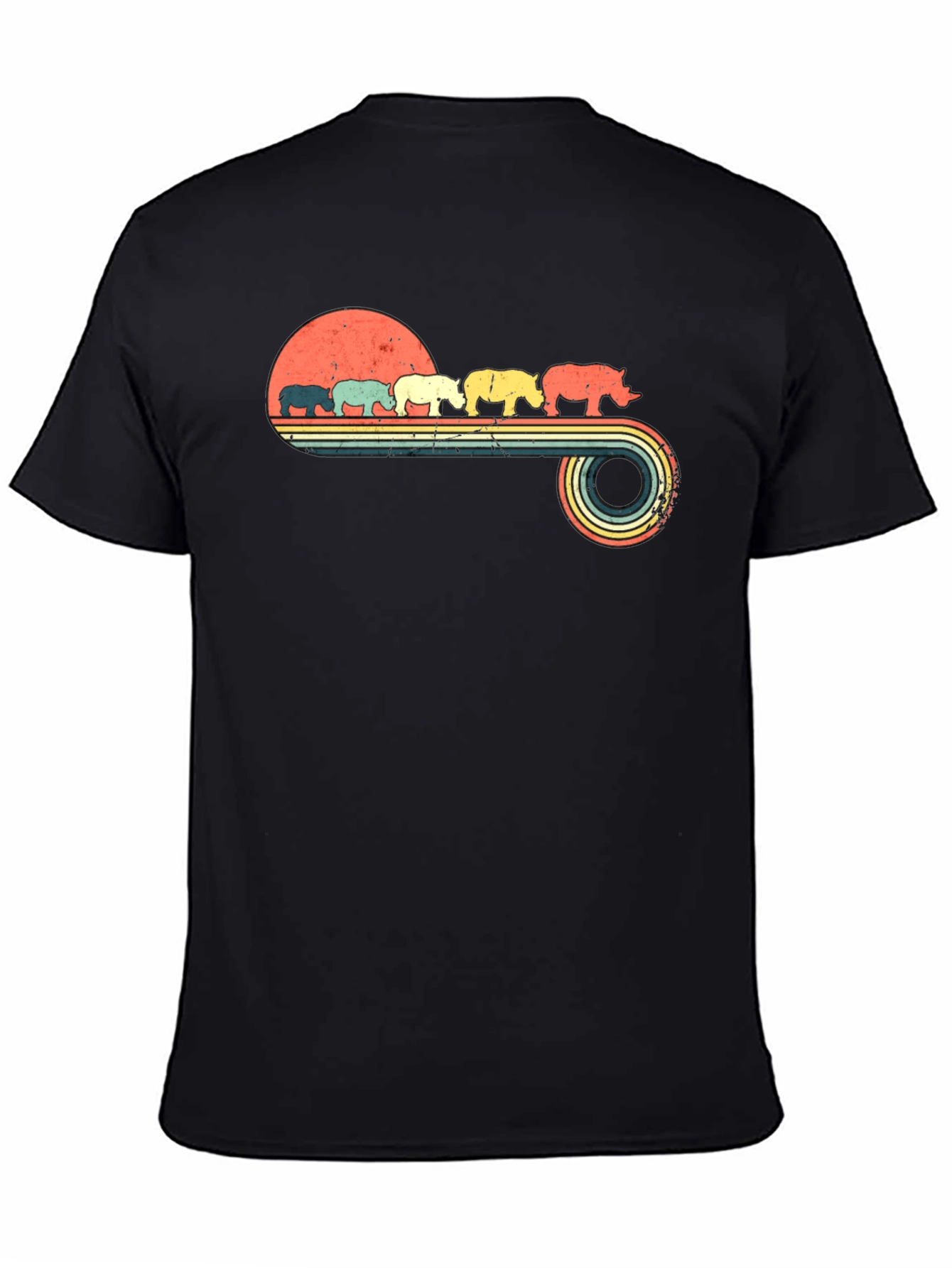 Retro Rhino Sunset Graphic Tee