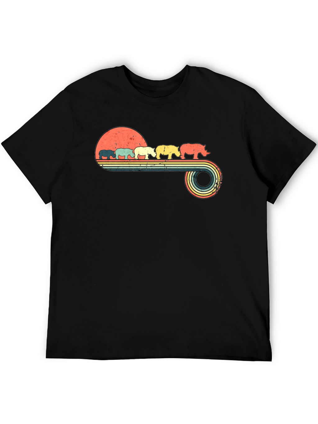 Retro Rhino Sunset Graphic Tee