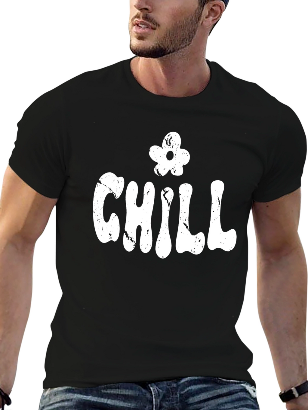 Chill Graphic Print Black T-Shirt